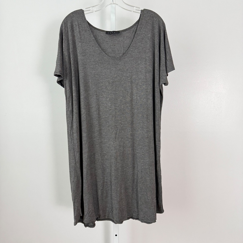 HATCH Grey V Neck Short Sleeve Oversized Tunic Dress Size S/O